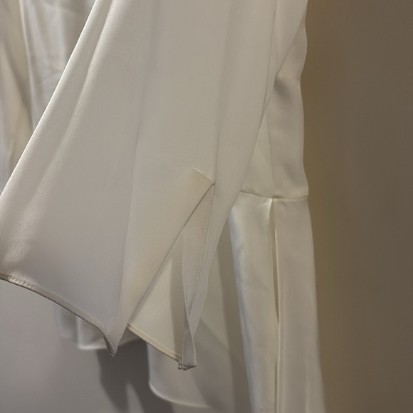Theory Women's White silk blouse - size large - zip closure - 3/4 sleeve - Picture 5 of 8